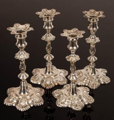 A pair of George II cast silver