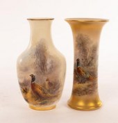 Two Royal Worcester vases painted pheasants