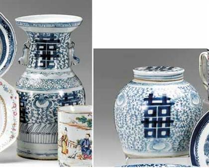 Chinese export porcelain blue and white covered