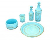 A SET OF FRENCH BLUE OPALINE GLASS 2daccc