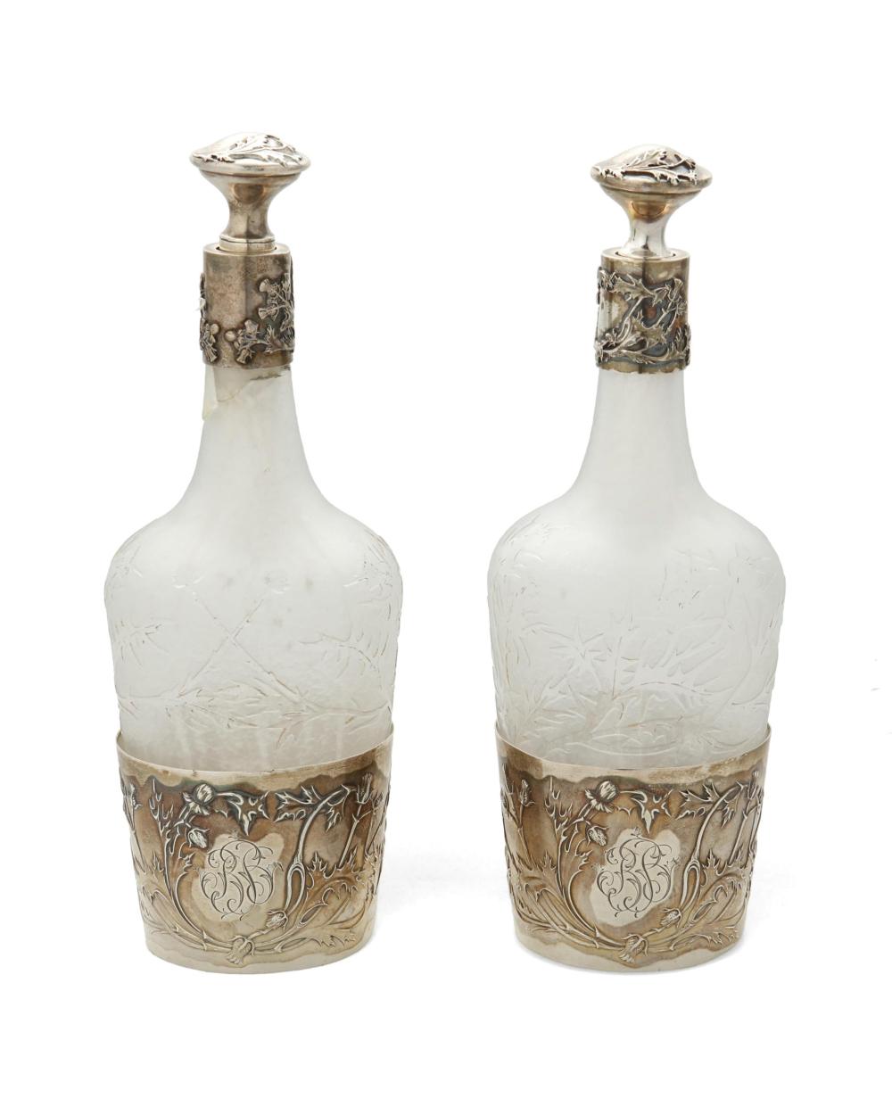 A PAIR OF DAUM GLASS AND STERLING 2daf4b