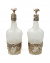 A PAIR OF DAUM GLASS AND STERLING SILVER