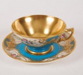 A Minton turquoise ground cabinet cup