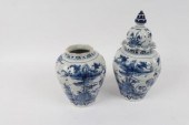 A pair of Dutch Delft jars, one with