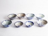 Six Ming style blue and white bowls,