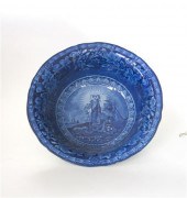 Historical blue transferware washbowl
