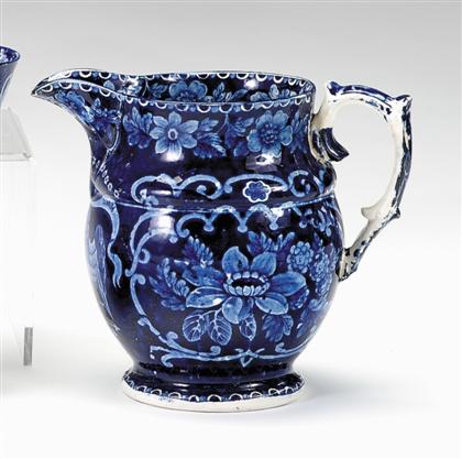 Historical blue transferware pitcher 4959f