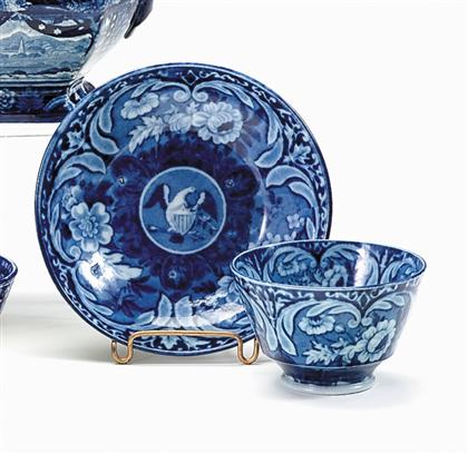 Historical blue transferware teabowl 495a3