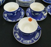 7pc Wedgwood Jasperware Blue Cup Saucers