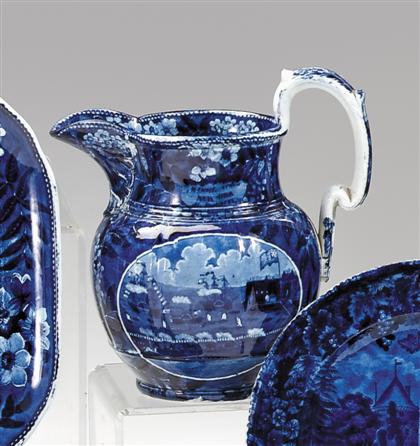 Historical blue transferware pitcher 495c4