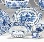 Historical blue transferware reticulated