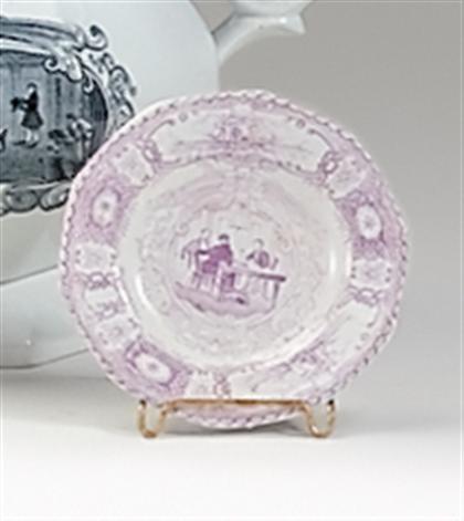     	Lavender transferware cup plate 	  