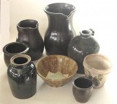 Group of redware and stoneware items
