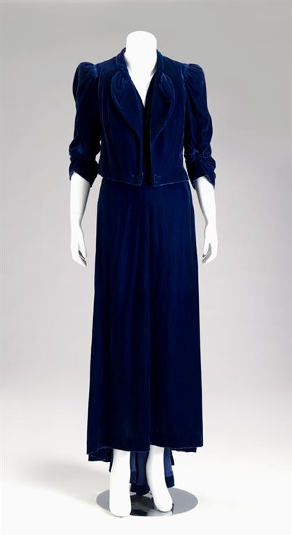Cobalt blue silk velvet gown  4976e