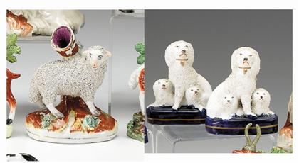 Pair of Staffordshire poodles with 49401