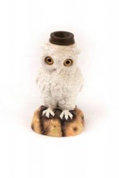 A German ceramic owl lamp base with