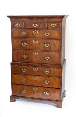 A George II walnut chest on chest