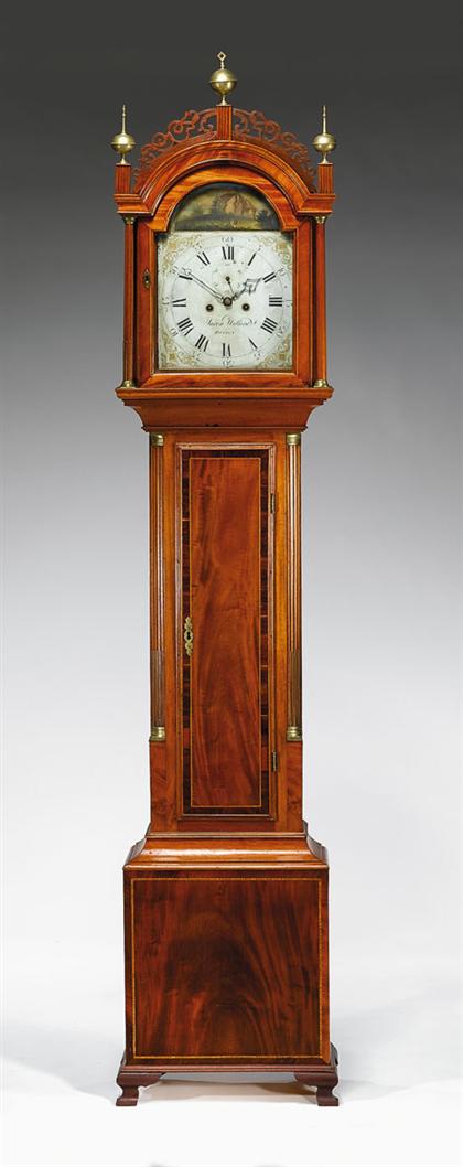Federal inlaid mahogany tall case clock 