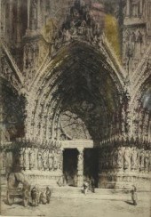 Henry Brewer/Reims Cathedral/etching,