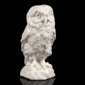 A Chelsea white model of an owl, triangle-raised