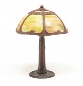 MILLER SLAG GLASS TABLE LAMP. American,