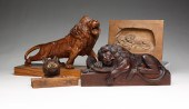 FOUR FELINE CARVINGS. Late 19th and