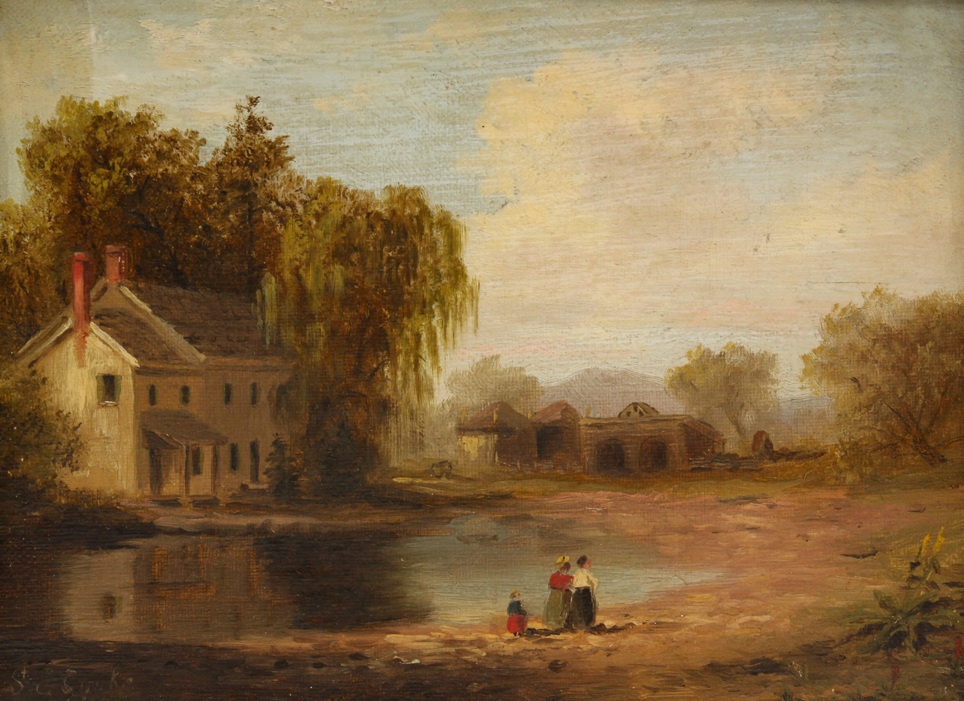 LANDSCAPE WITH HOUSE SIGNED S E  2dfe32