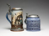 TWO GERMAN STEINS. Late 20th century.