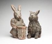 TWO WOODEN RABBIT MOLDS. Second half
