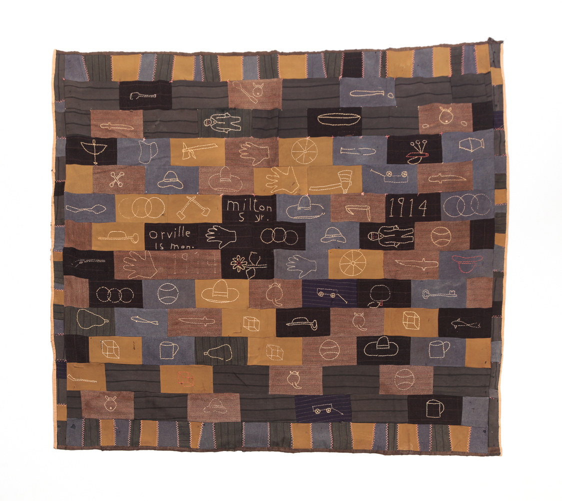 FOLKSY PIECED QUILT Dated 1914  2e0057