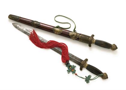 Chinese pair of 'double swords' and huanghuali