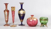 (5) Gilt and enamel decorated glass