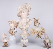  6 Bisque porcelain busts to include 2e0803