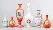 (6) Glass and Porcelain Ewer, Decanter,