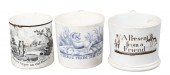 (3) 19th c childrens motto cups to