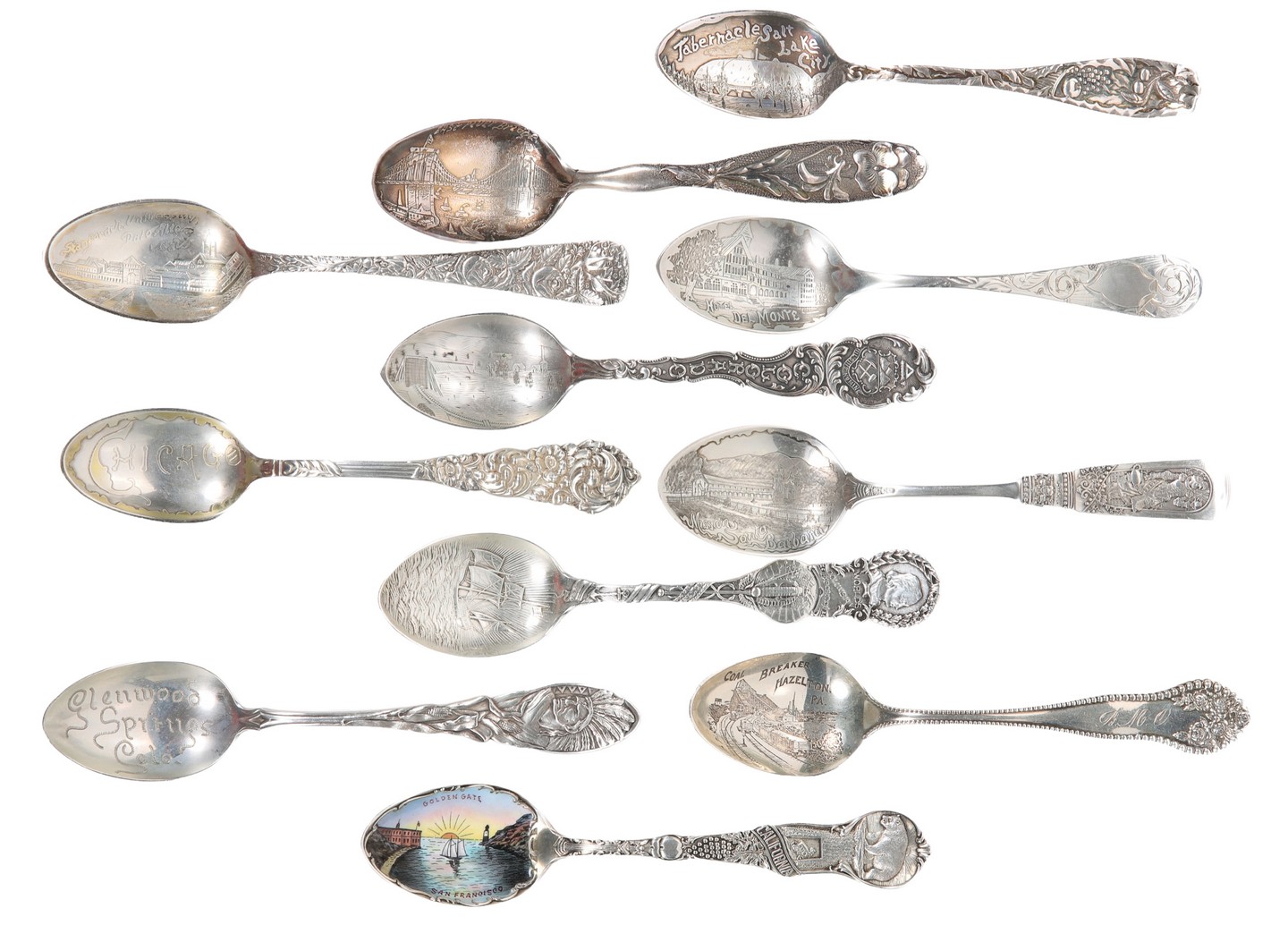  11 Sterling souvenir spoons to 2e095f