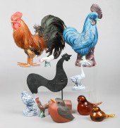 (10) Bird figurines, c/o primitive sheet