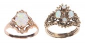 (2) 10K vintage opal rings, testing