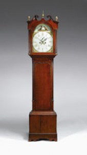 English oak tall case clock    late