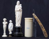 (5) Carved Ivory Seals, Madonna, Trinket