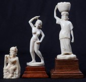 (3) Ivory carved figures to include