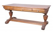 Berkey and Gay oak carved library table,