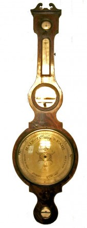 English mahogany banjo barometer / thermometer