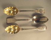 Two English sterling silver berry spoons
