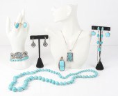 (10) Pc sterling and turquoise jewelry