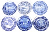 (6) Blue transferware porcelain dishes,