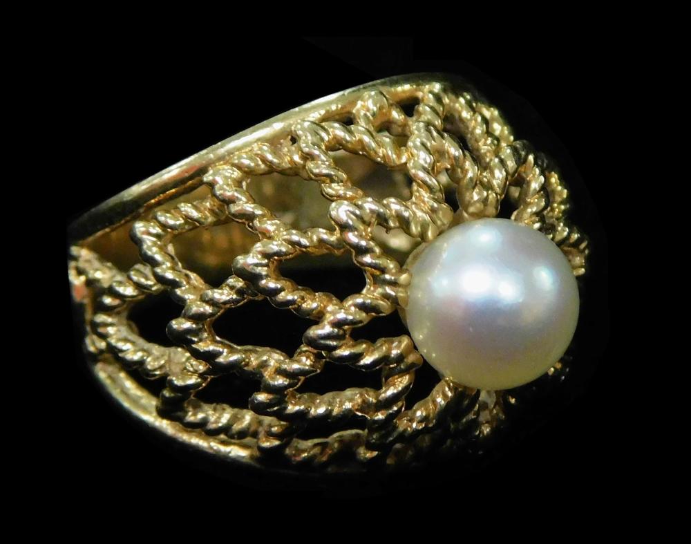 JEWELRY 14K PEARL RING STAMPED 2defdf