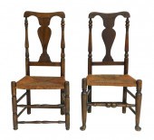 TWO SIMILAR EARLY QUEEN ANNE CHAIRS,
