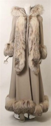 Dramatic pale taupe wool fox trimmed 4980f
