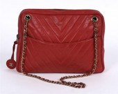 Chanel chevron quilted red leather 4988a